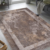 Crescent Bordered Abstract Rug