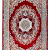 Hunar Bordered Medallion Floral Fringe Rug