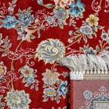 Hunar Bordered Blossom  Fringe Rug